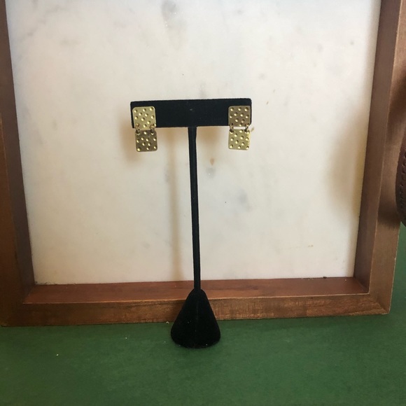 FINAL SALE:100% brass embossed stud earrings - Picture 3 of 3